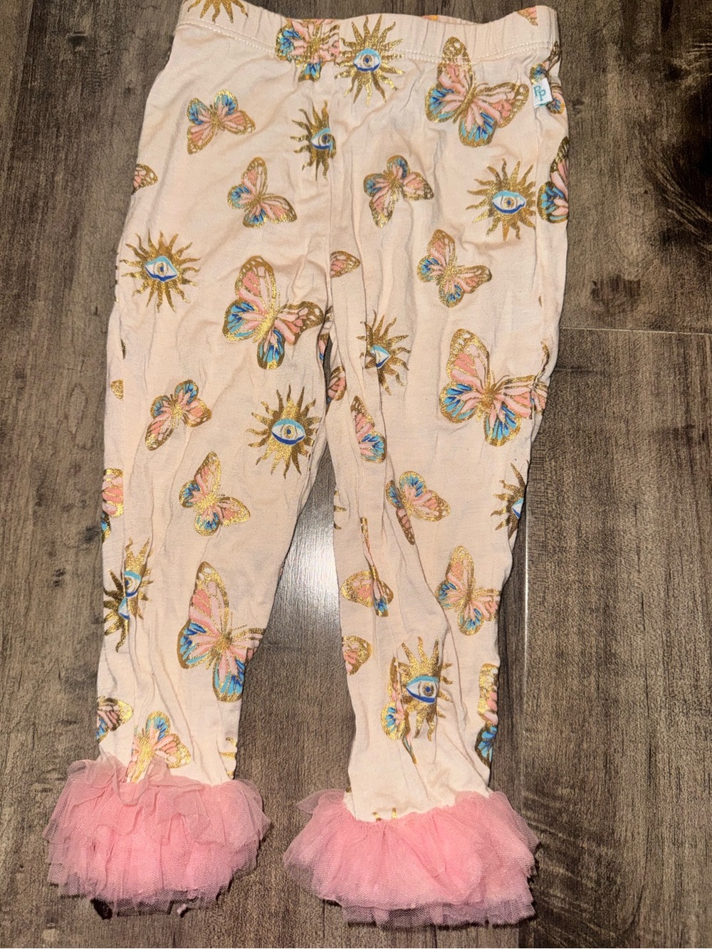 Posh Peanut Pandora Gold Foil Butterfly Evil Eye Tutu Leggings 18-24M